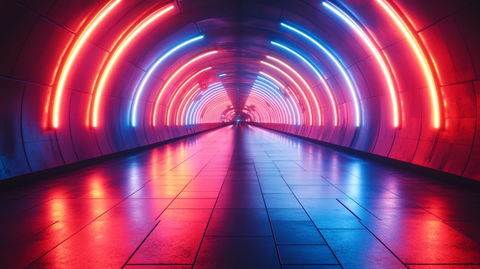 流光溢彩的霓虹灯走廊