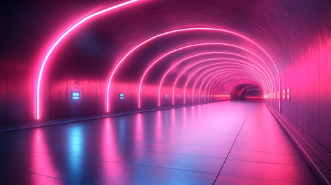 流光溢彩的霓虹灯走廊