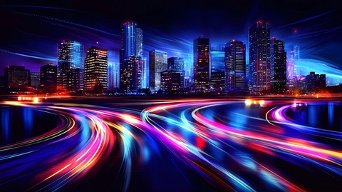 现代科技城市缤纷炫彩