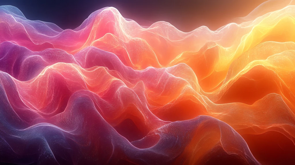 彩色橘红色金丝线山脉