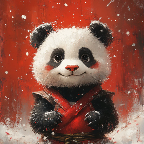 写实熊猫插画
