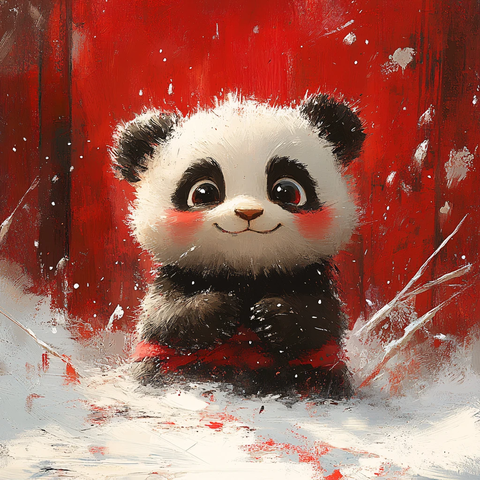 写实熊猫插画
