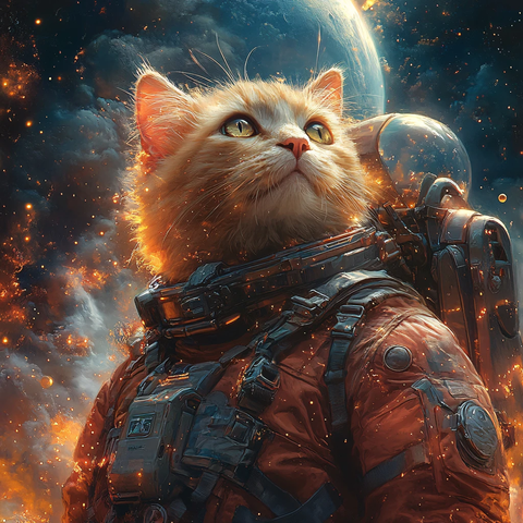 卡通宇航员猫咪
