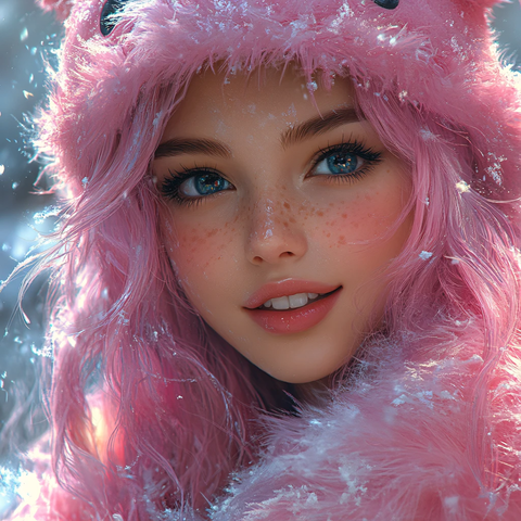 粉色长发女孩壁纸