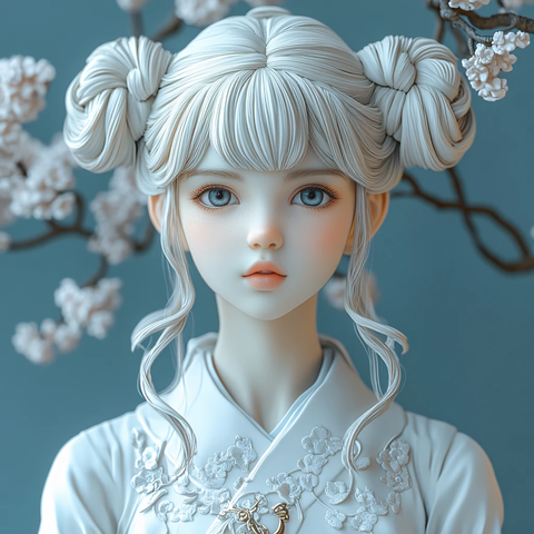 白色动漫娃娃模型