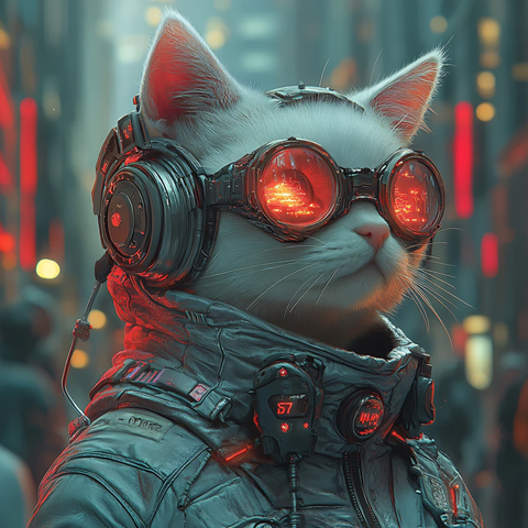 戴着蒸汽朋克护目镜的猫