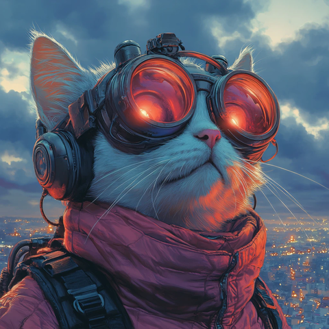 戴着蒸汽朋克护目镜的猫