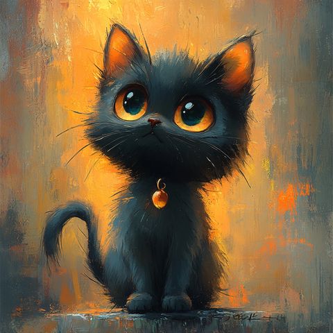 手绘大眼萌猫咪装饰画