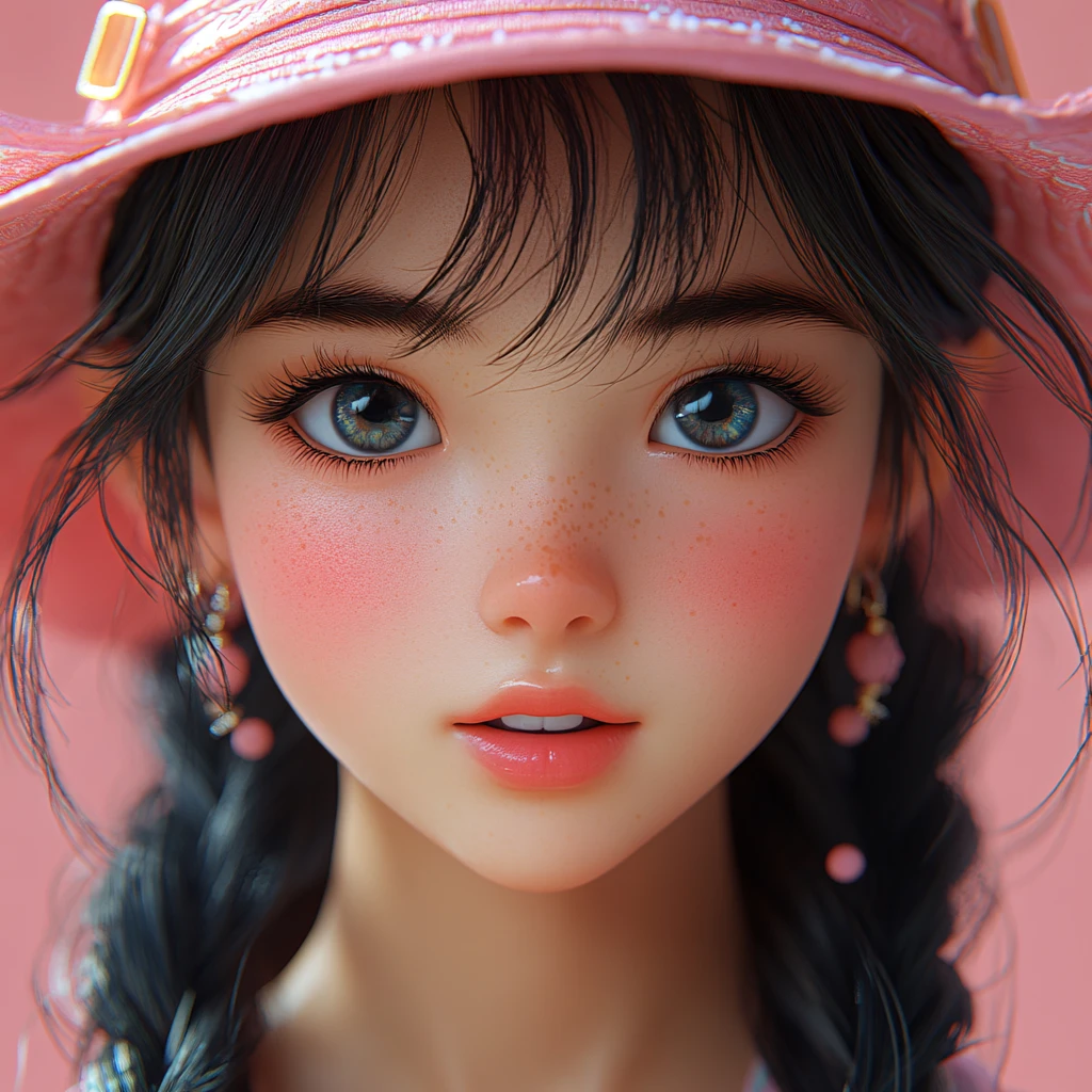 粉色大眼学生角色