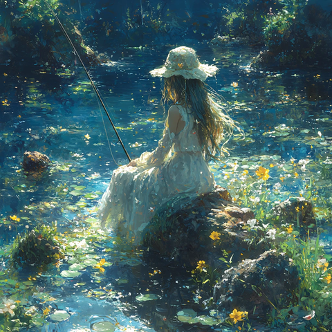 唯美意境少女插画