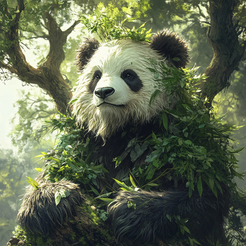 写实熊猫插画