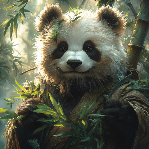 写实熊猫插画