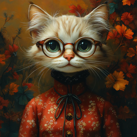 手绘大眼萌猫咪装饰画