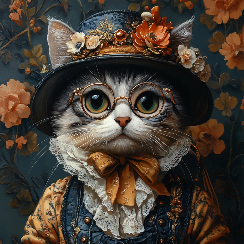 手绘大眼萌猫咪装饰画