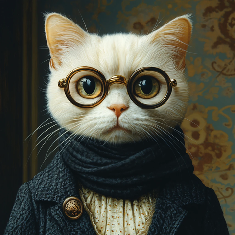 卡通猫戴眼镜的猫叔