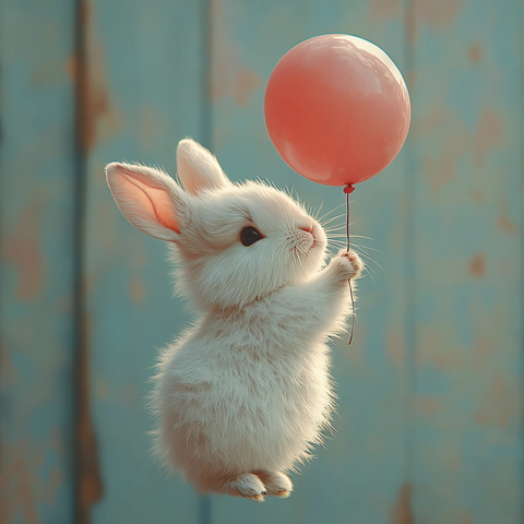白兔气球背景图