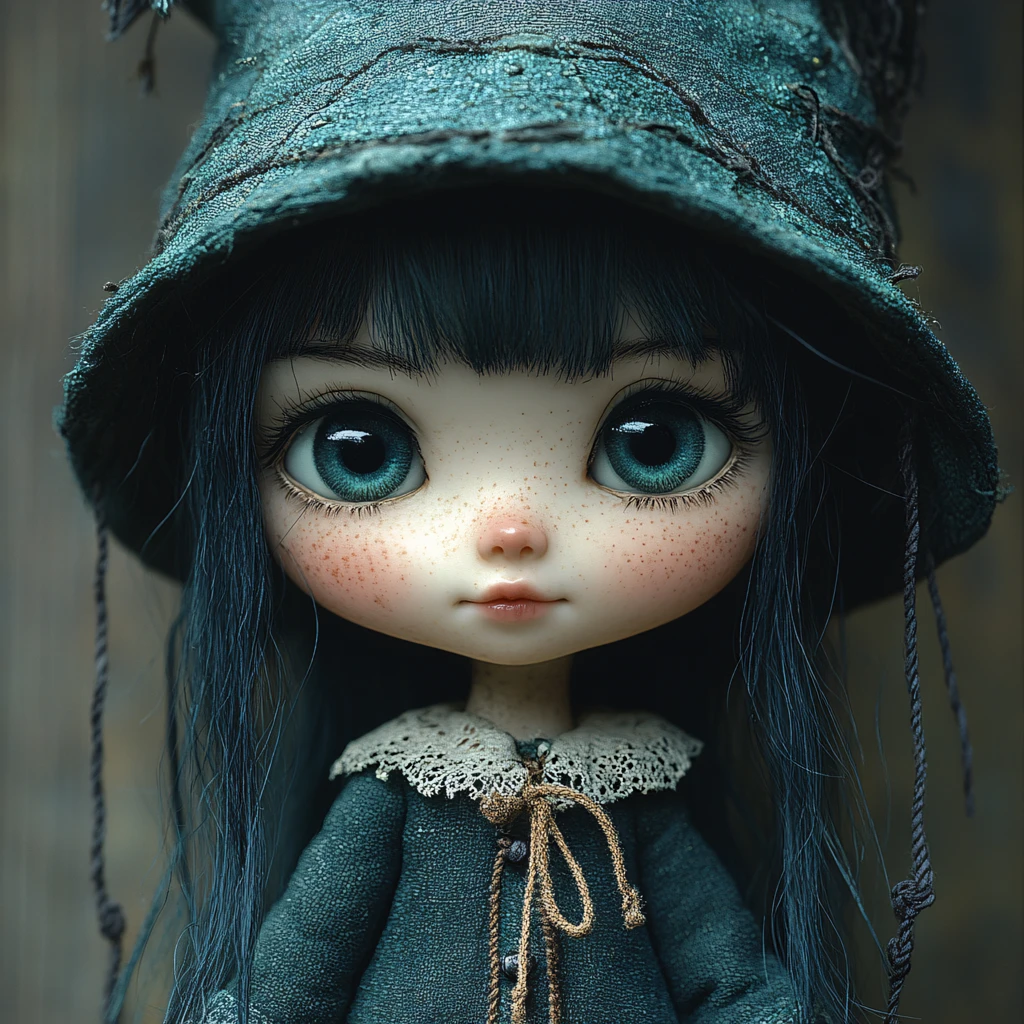 蓝绿女孩玩偶设计
