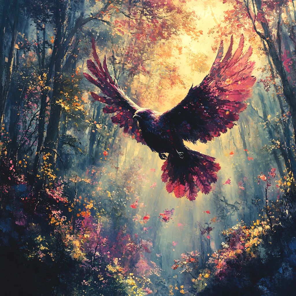 手绘鹰森林装饰画