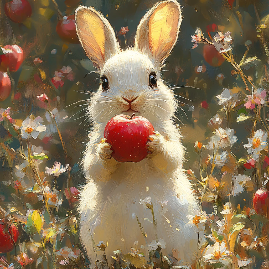 兔兔提草莓插画