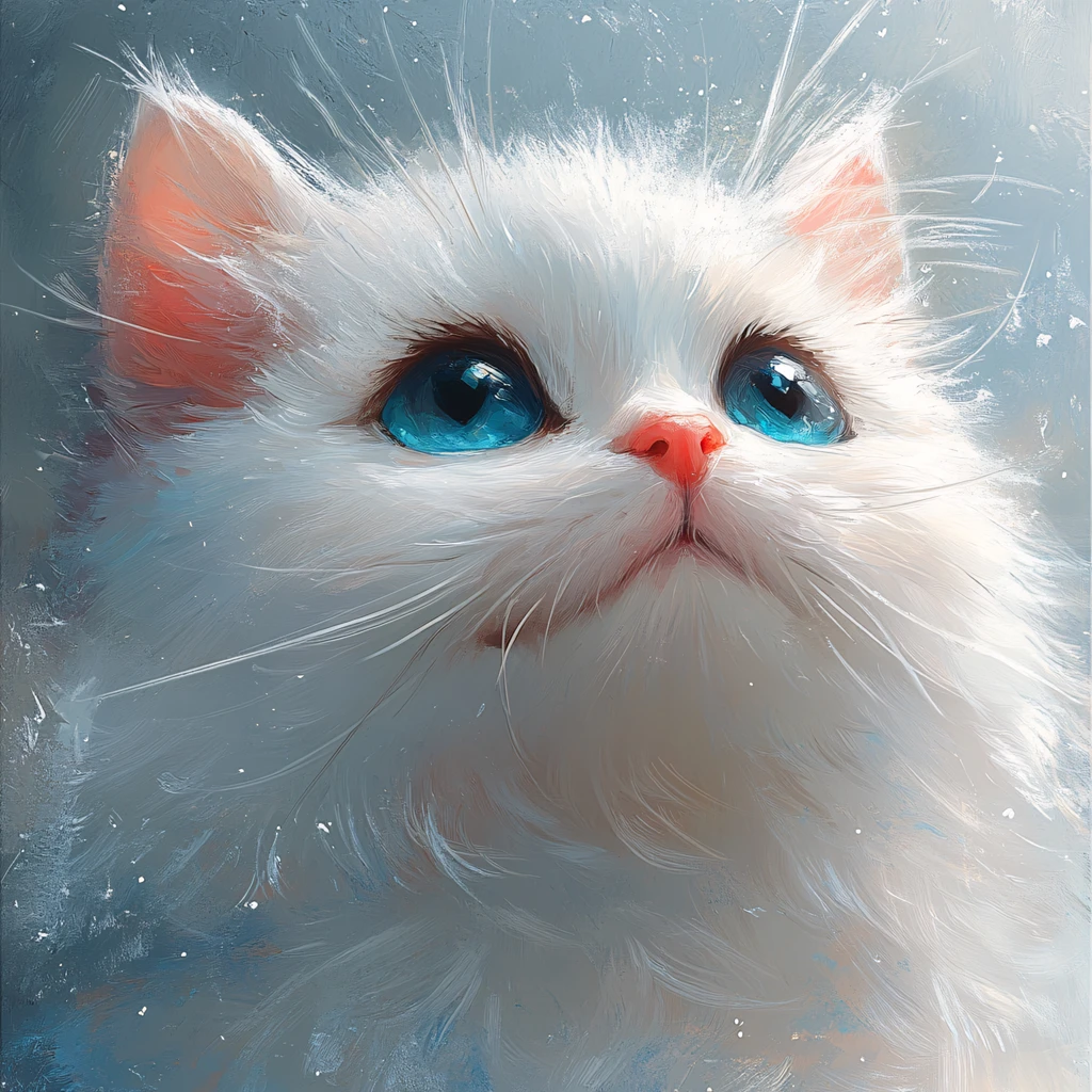 手绘大眼萌猫咪装饰画