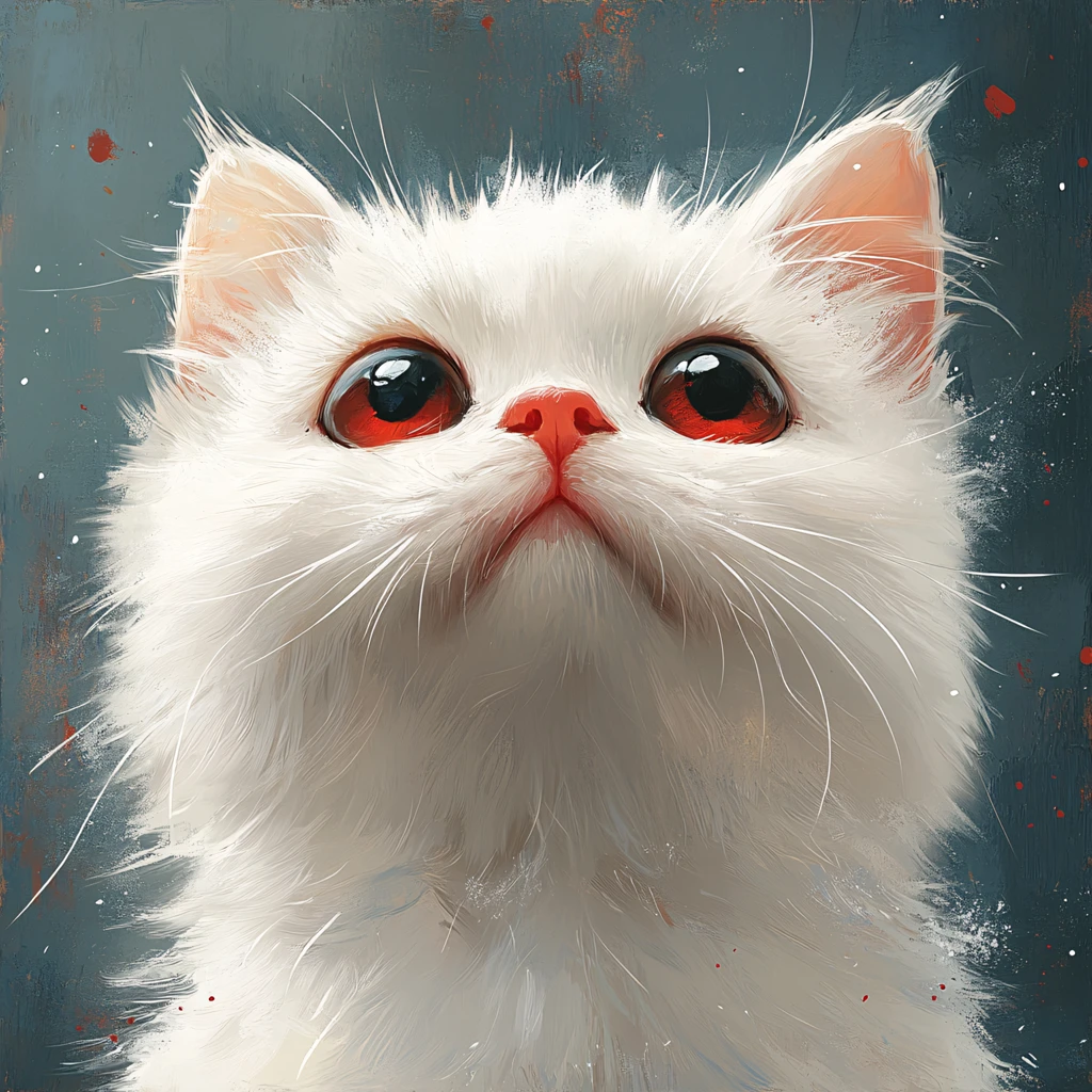 手绘大眼萌猫咪装饰画