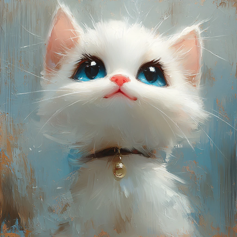 手绘大眼萌猫咪装饰画