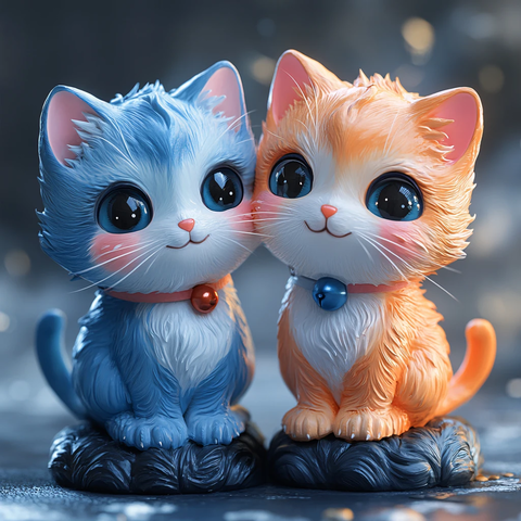 两只陶瓷小猫
