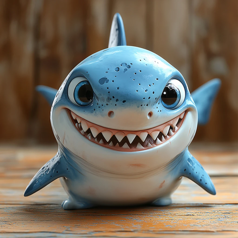 卡通鲨鱼立体画