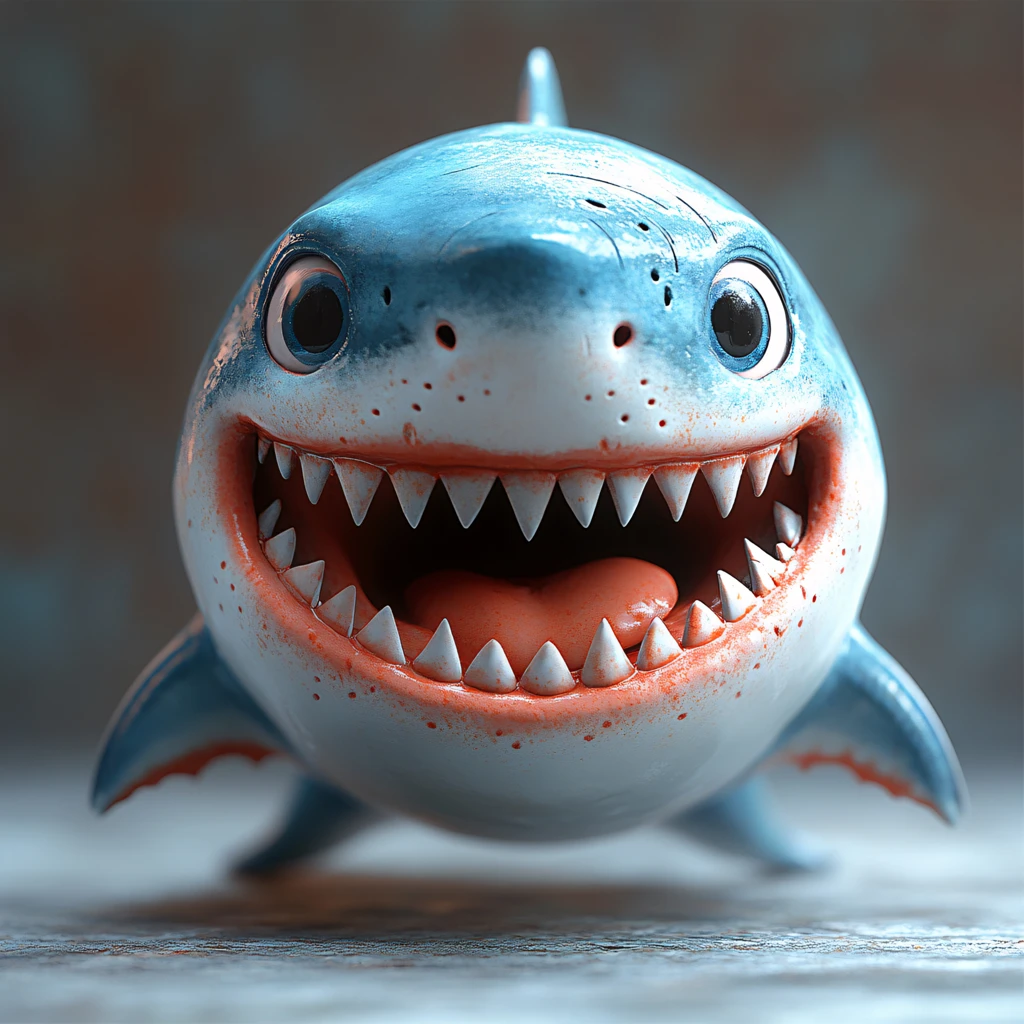 卡通鲨鱼立体画
