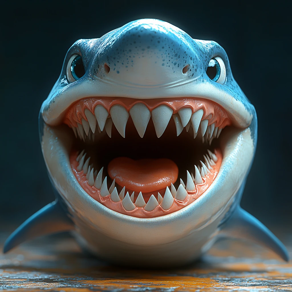 卡通鲨鱼立体画