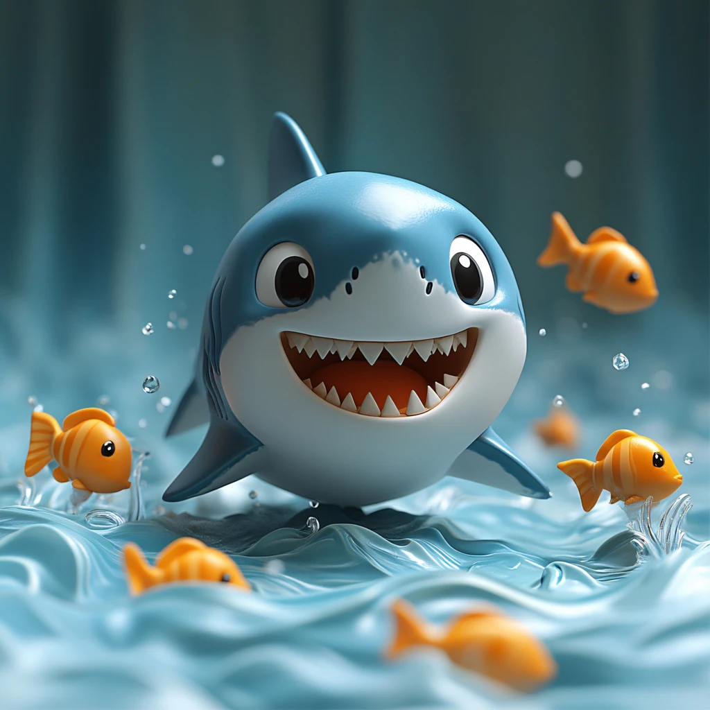 卡通鲨鱼立体画