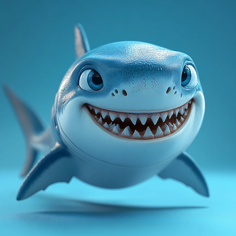 卡通鲨鱼立体画