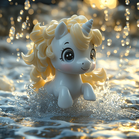 白色彩虹小马模型