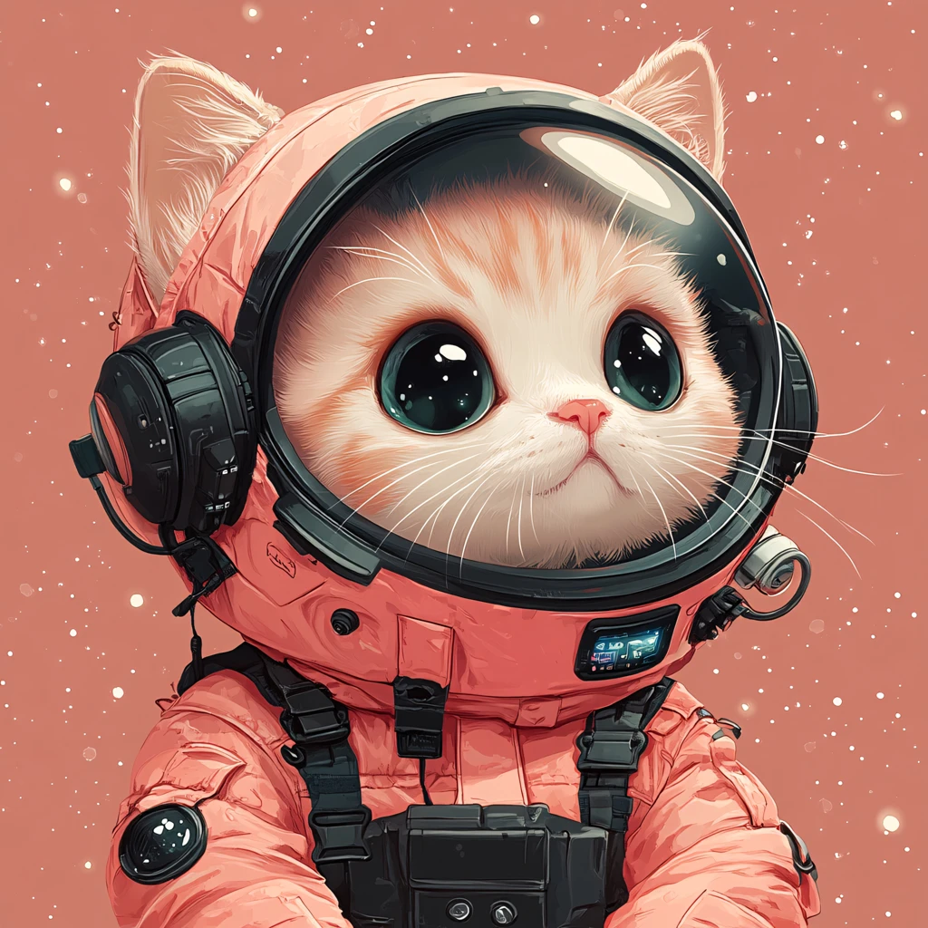 卡通宇航员猫咪