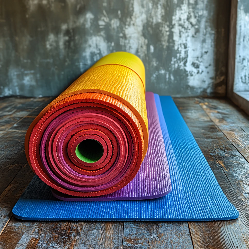 瑜伽垫排列多样颜色