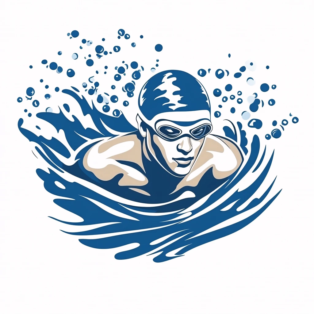 蓝色手绘风游泳锦标赛