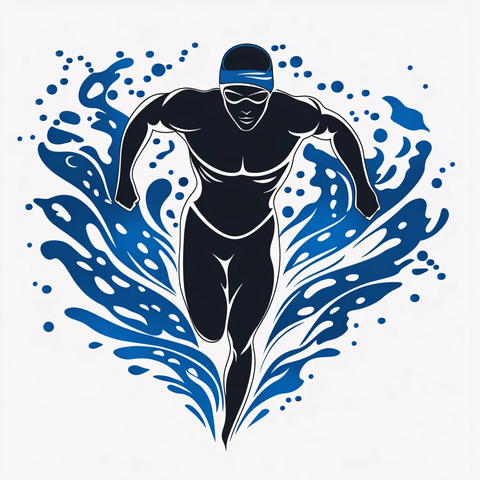 蓝色手绘风游泳锦标赛