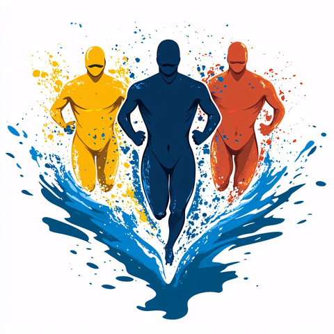 蓝色手绘风游泳锦标赛