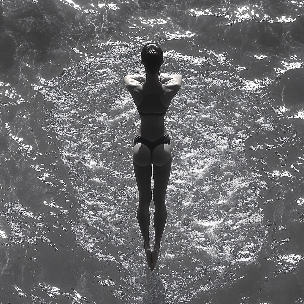 游泳池海边美女潜水