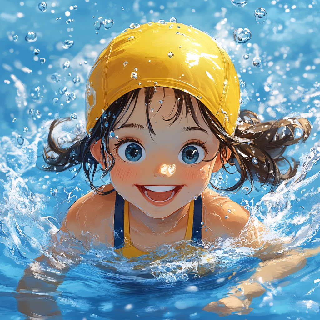 游泳女孩儿插画