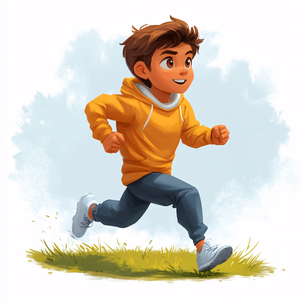 手绘奔跑的少年