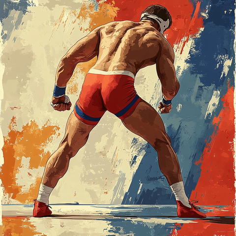 手绘摔跤手