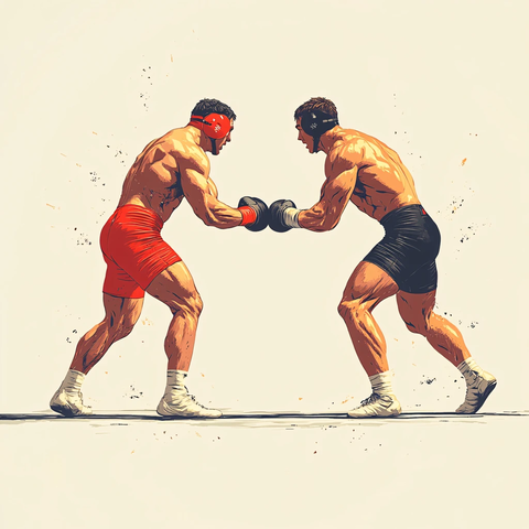 手绘拳击运动插画