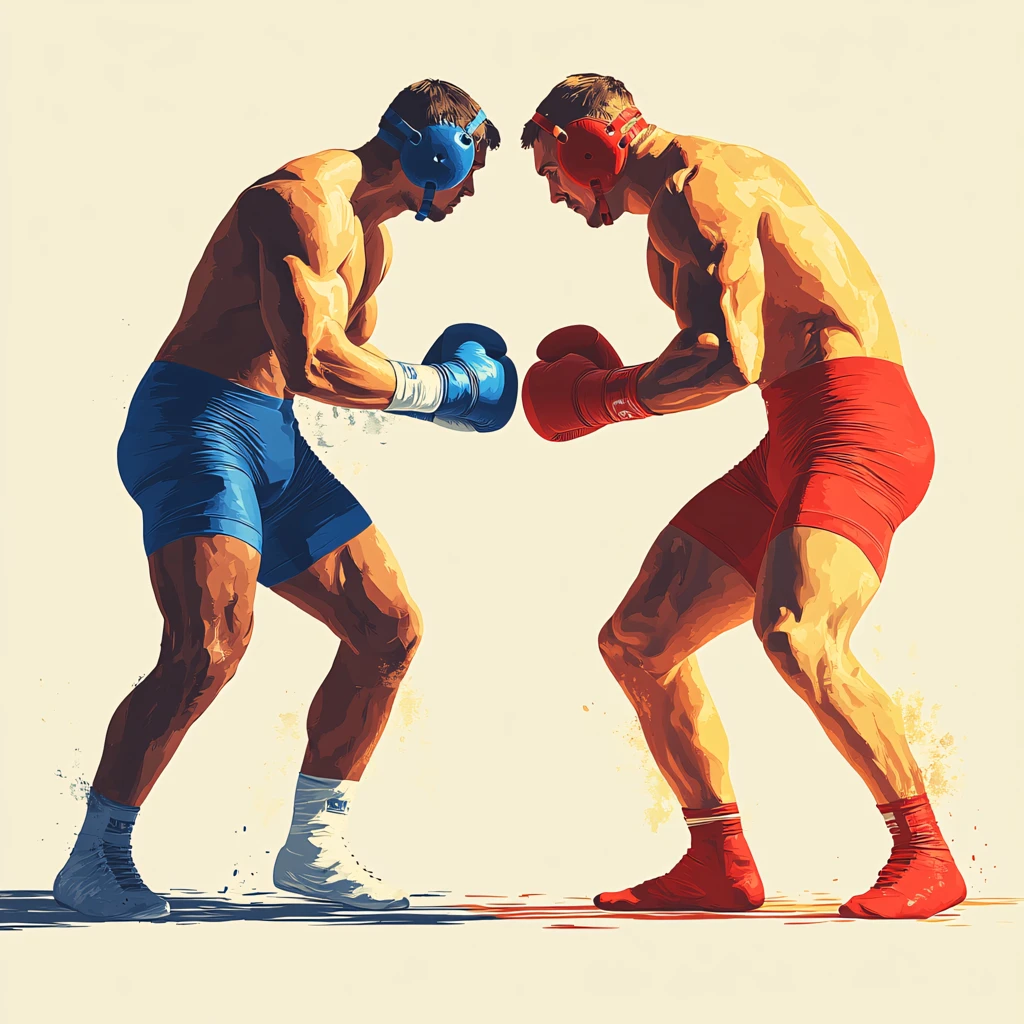 手绘拳击运动插画