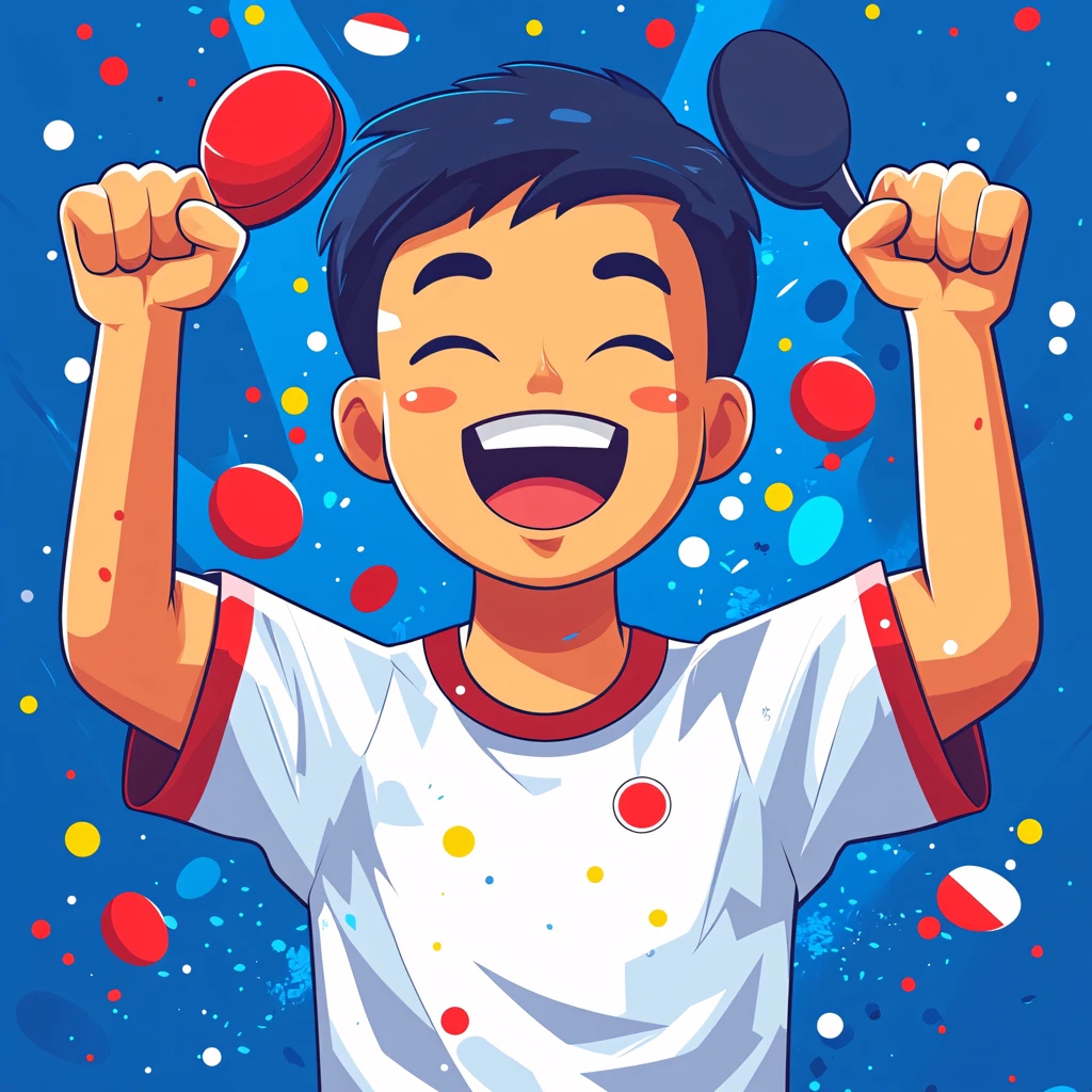 卡通乒乓球运动