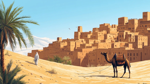 阿拉善插画宣传背景