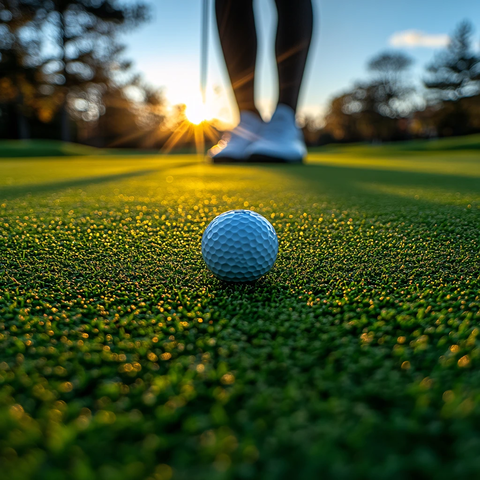 集中在前景高尔夫球