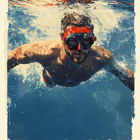 游泳插画游泳馆挂画