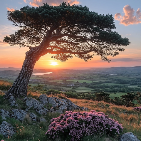 旭日东升迎客松