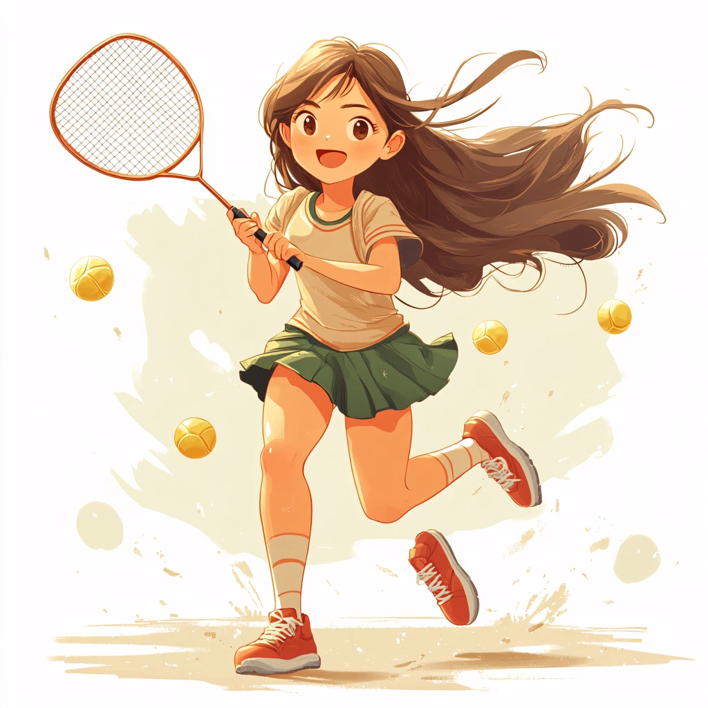 打网球少女形象